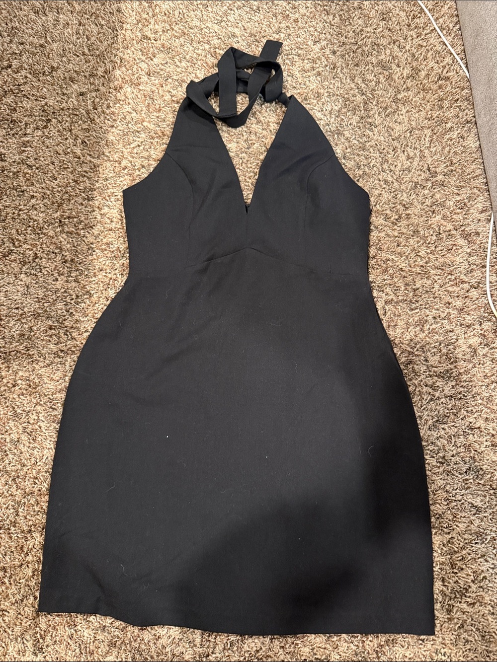 Black Halter V-Neck Women's Dress